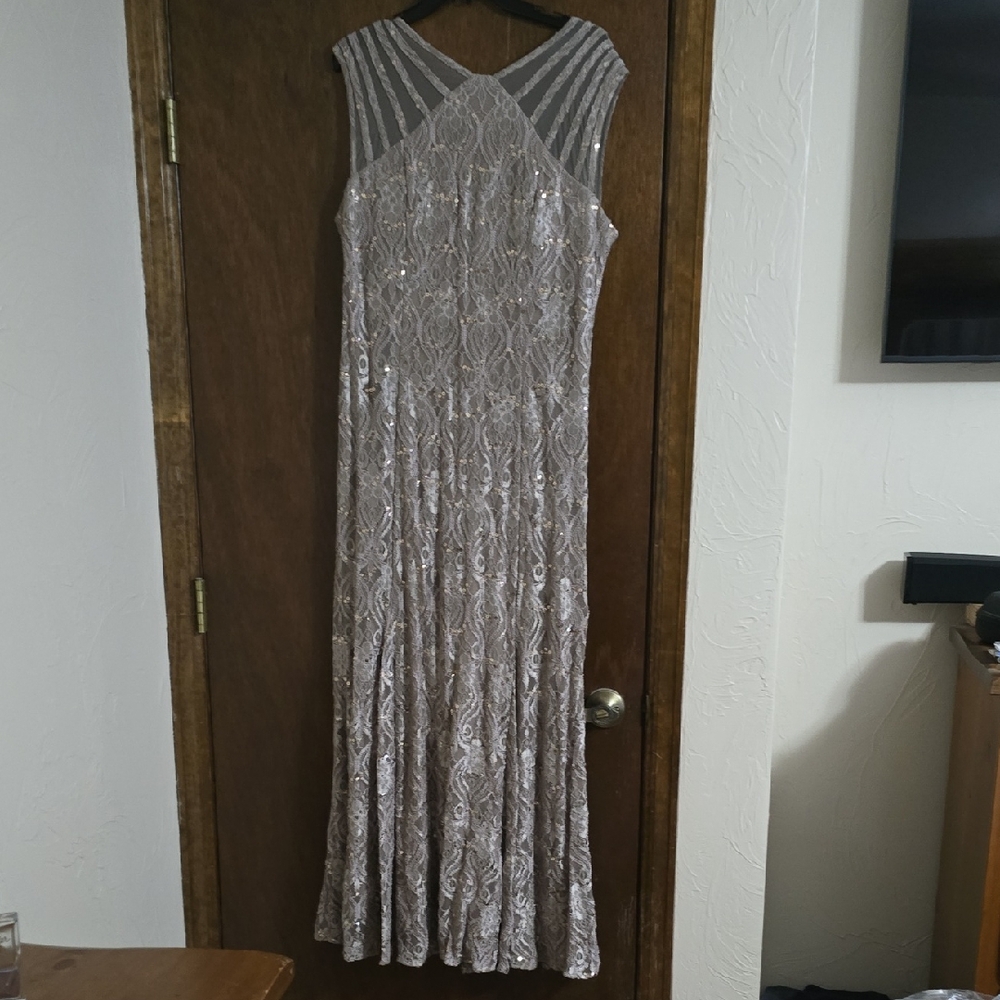 R&M Richards Silver Sequin champaign Dress